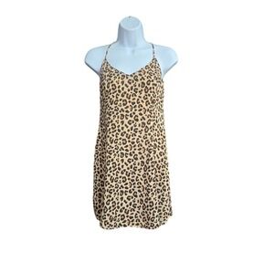 H&M Divided Leopard Print Slip Dress Womens 6 Brown Animal Print Mini V-Neck